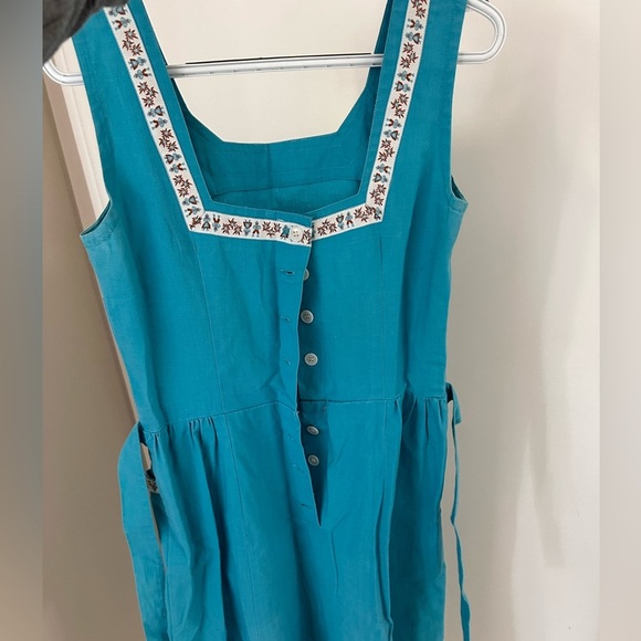 Original Vintage 1956 Sailing Blues Dress linen ribbon detail Sz 8 flawless RARE - Picture 3 of 10